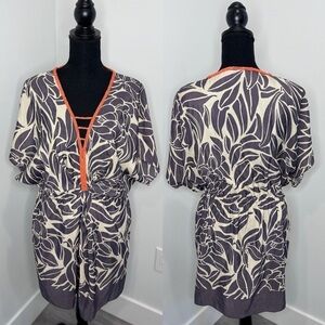 Anthropologie Leifnotes Taupe Beige V-Neck Dress Cover Up with Pockets (Sz 4)